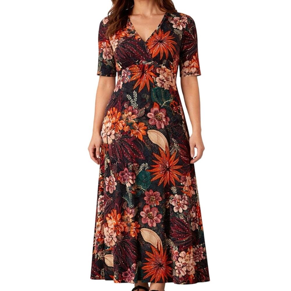 NEW NWOT Attitudes by Renee Sz MT Medium Tall Stretchy Floral Maxi Dress Summer